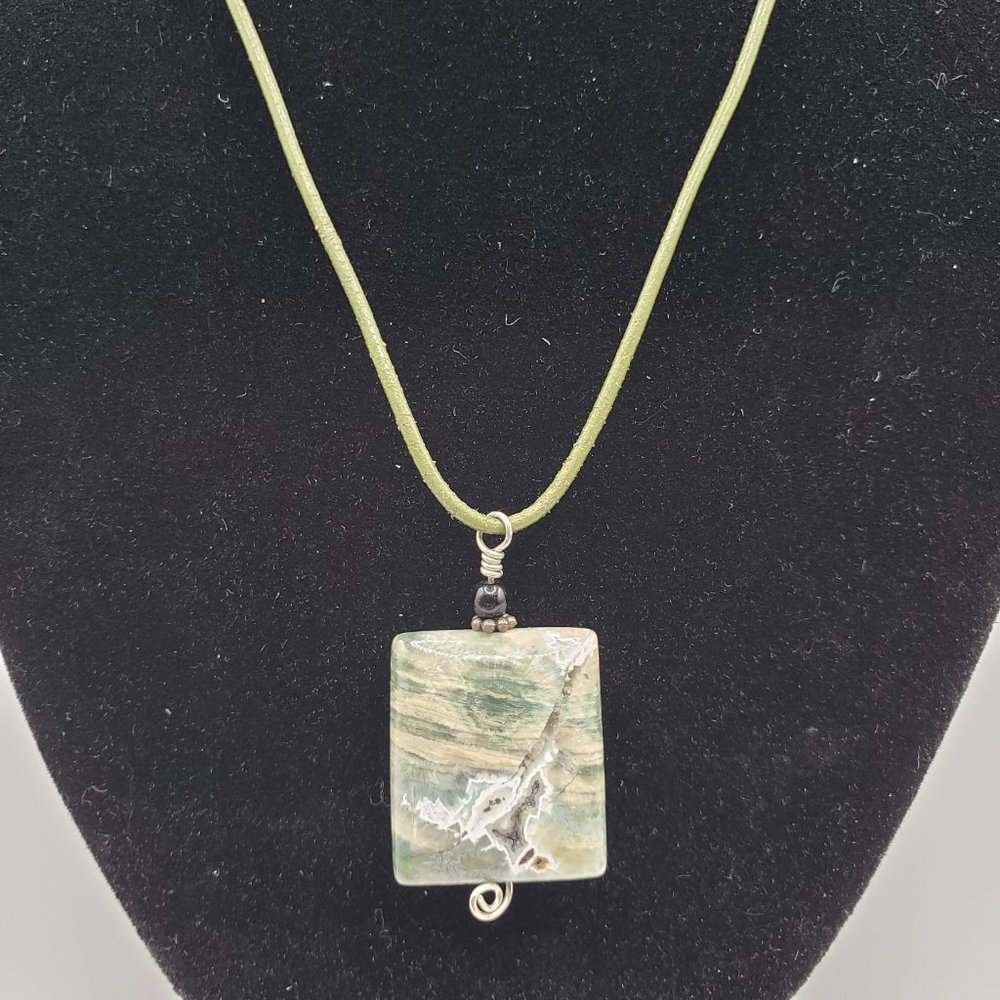 Green Square Stone Necklace